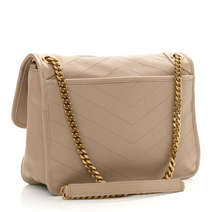 Saint Laurent Lambskin Matelasse Monogram Medium Niki Chain Satchel Dark Beige 3 of 11