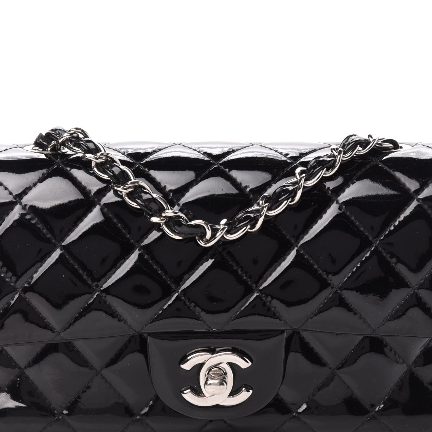 Chanel Patent Calfskin Quilted Mini Rectangular Flap Black 10 of 10