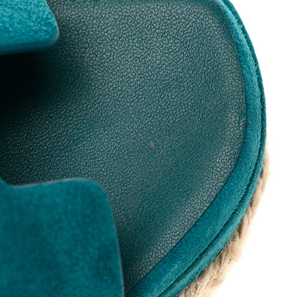 Hermes Suede Goatskin Elda Espadrille Wedge Sandals 36 Vert Oxford 12 of 17