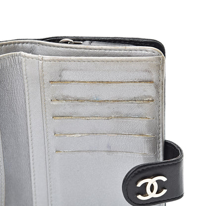 Chanel Lambskin Camellia Embossed Zipped Pocket Wallet Black 9 of 19