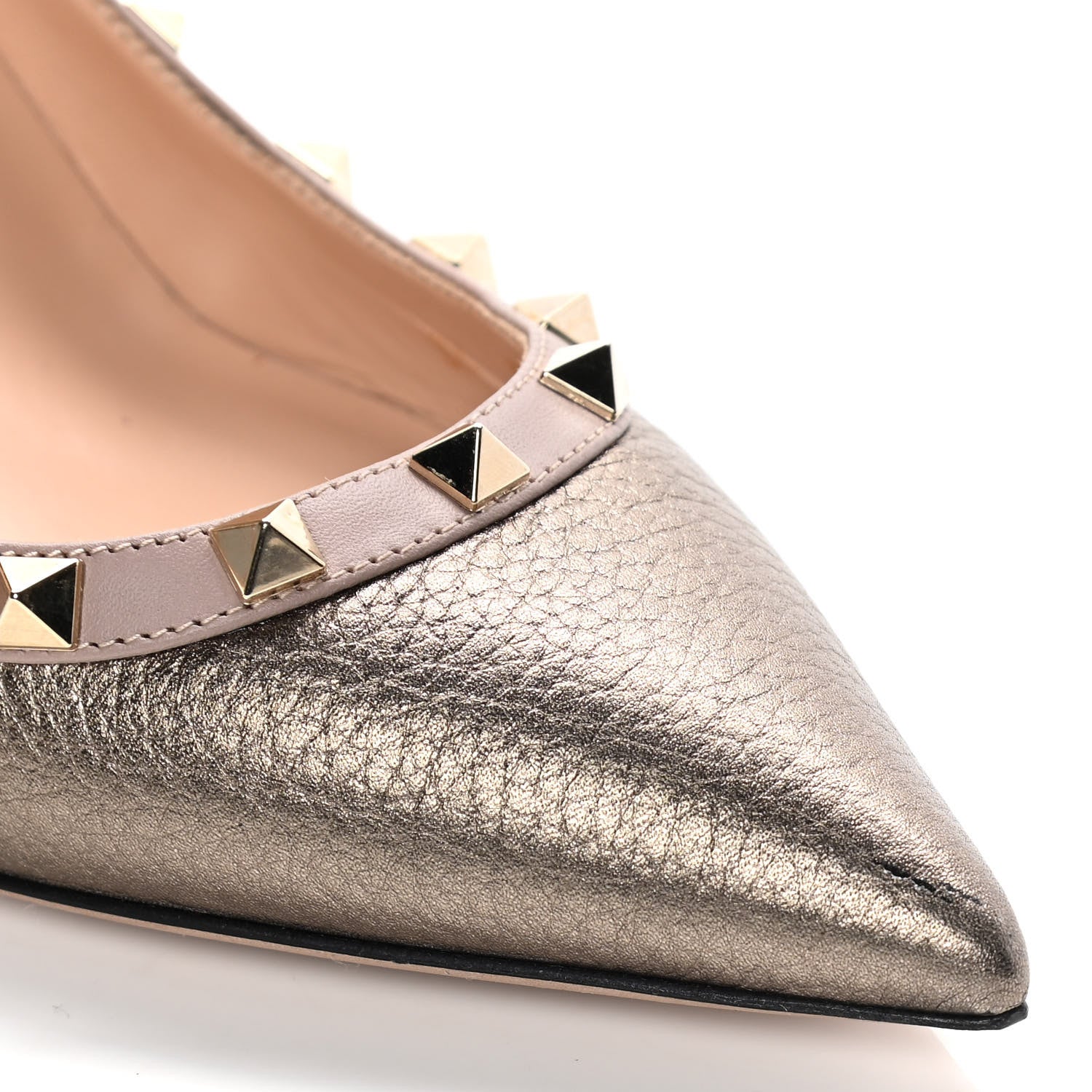 Valentino Garavani Metallic Pebbled Calfskin Rockstud 85mm Pumps 41 Sasso Poudre 10 of 10