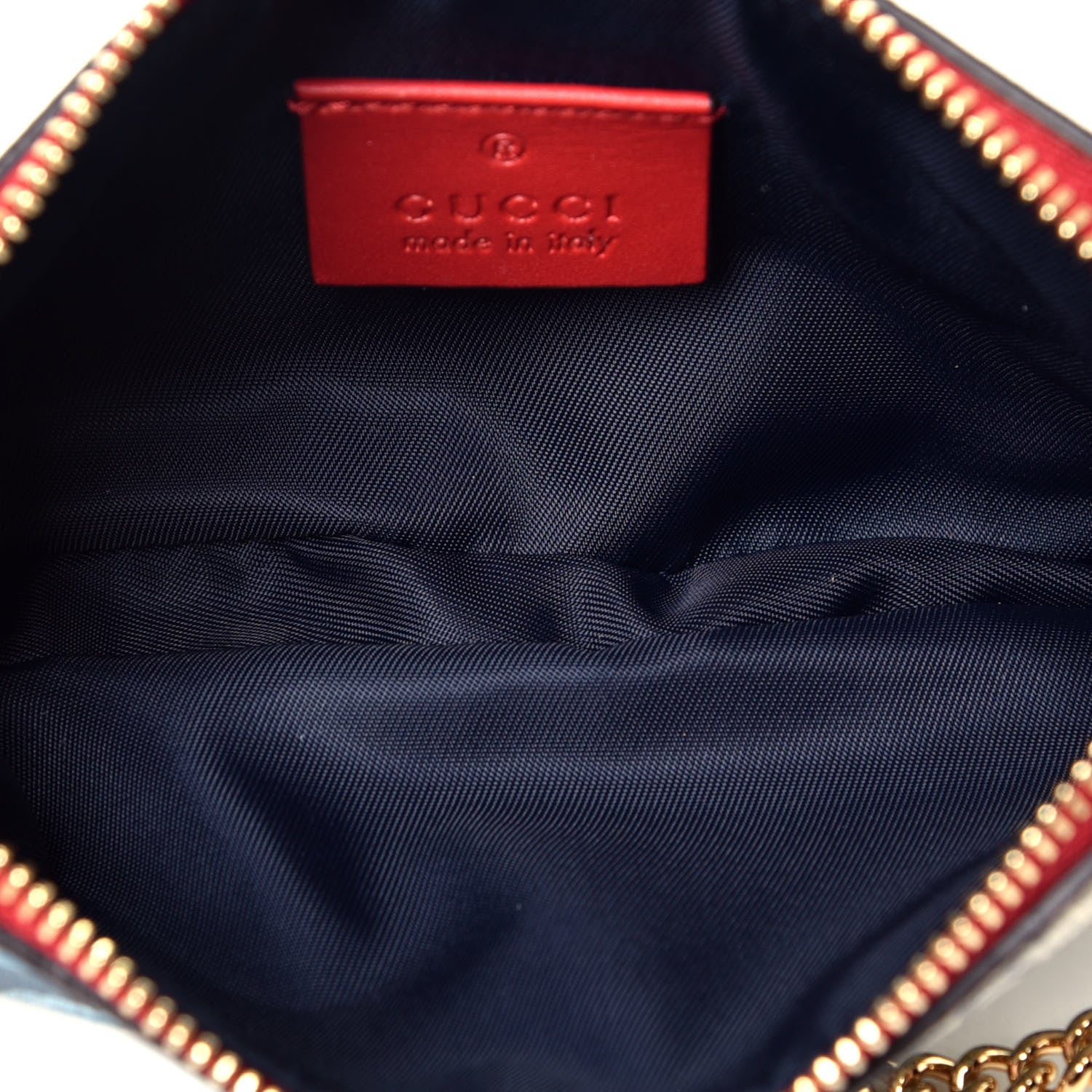 Gucci GG Supreme Monogram Blooms Mini Chain Bag Beige Blue Navy Hibiscus Red 5 of 9
