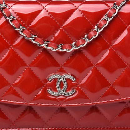 Chanel Patent Quilted Brilliant Wallet On Chain WOC Red 11 of 12
