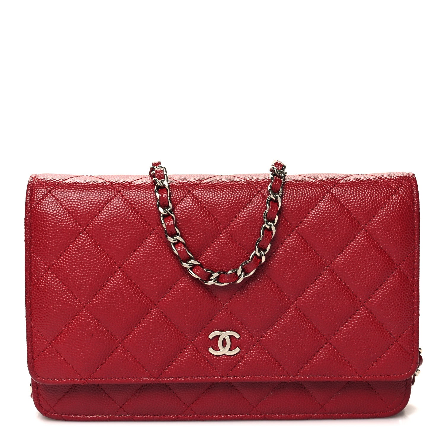 Chanel Caviar Quilted Wallet on Chain WOC Red 1 of 14
