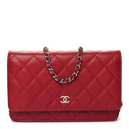 Chanel Caviar Quilted Wallet on Chain WOC Red 1 of 14