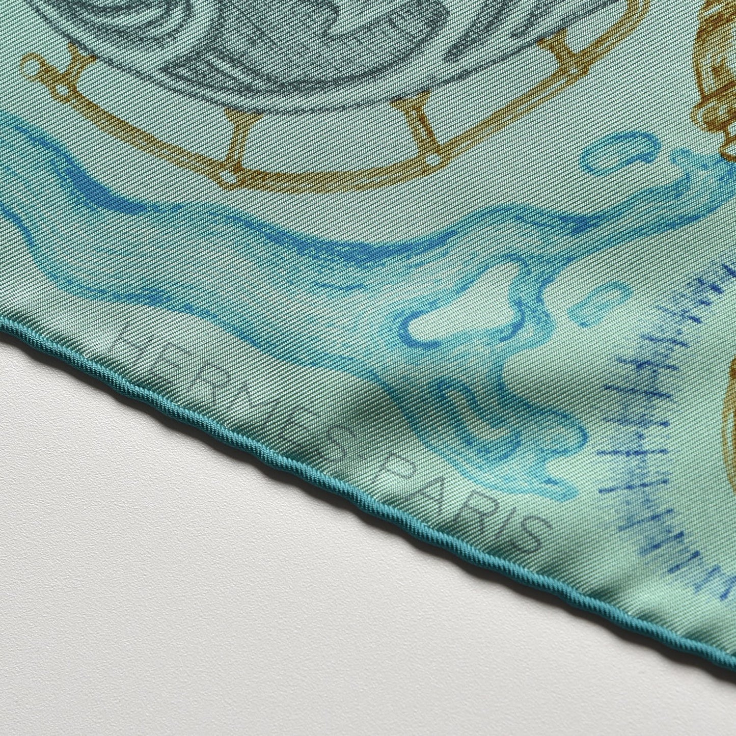 Silk The Horsawards Scarf 90 Vert Jade Turquoise Anthracite
