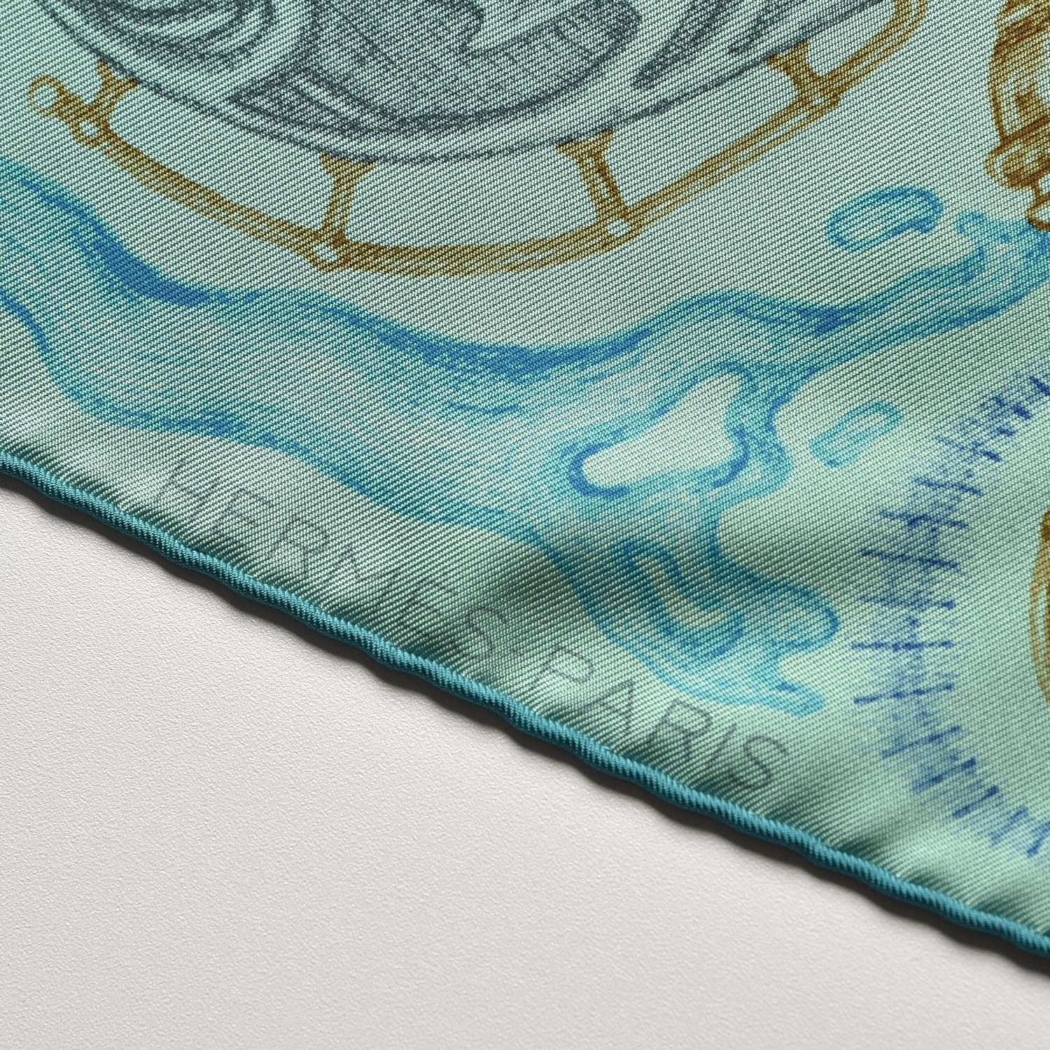 Hermes Silk The Horsawards Scarf 90 Vert Jade Turquoise Anthracite 6 of 8
