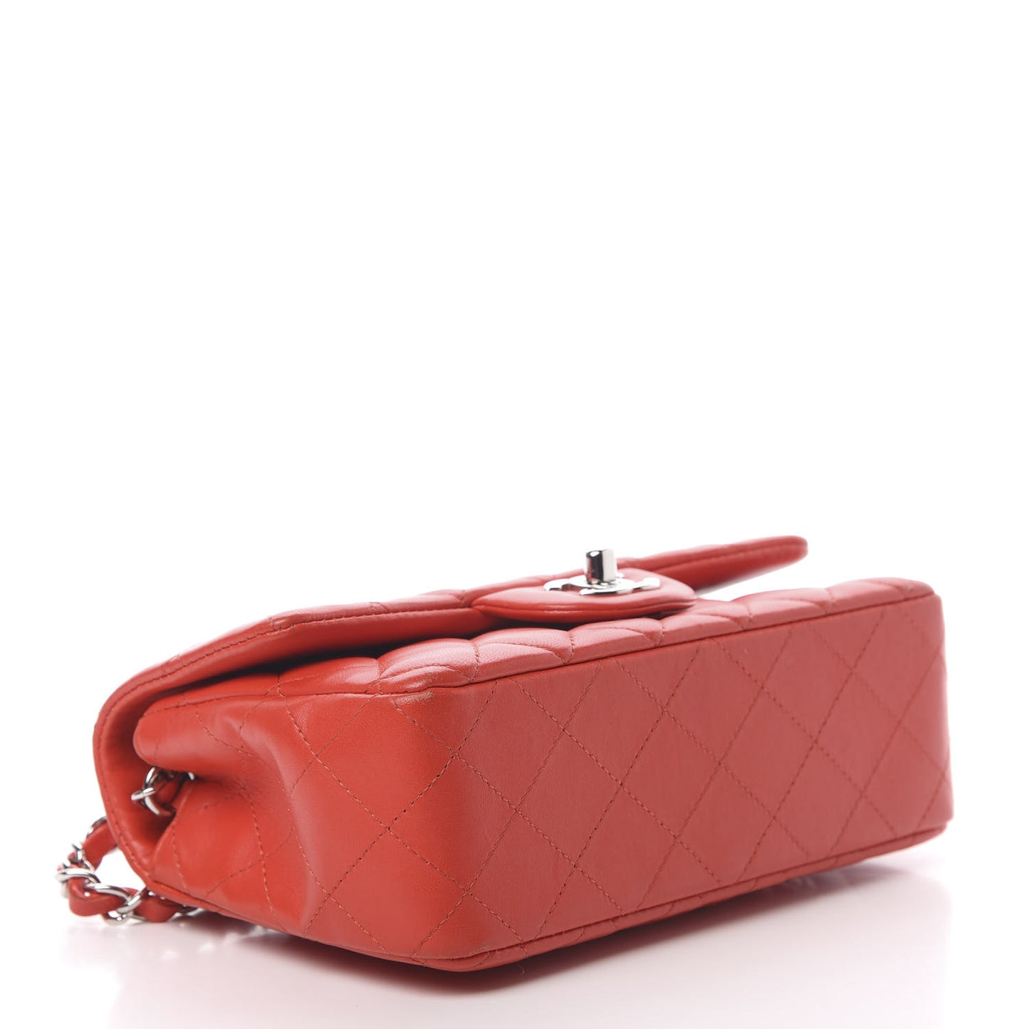 Lambskin Quilted Mini Rectangular Flap Red