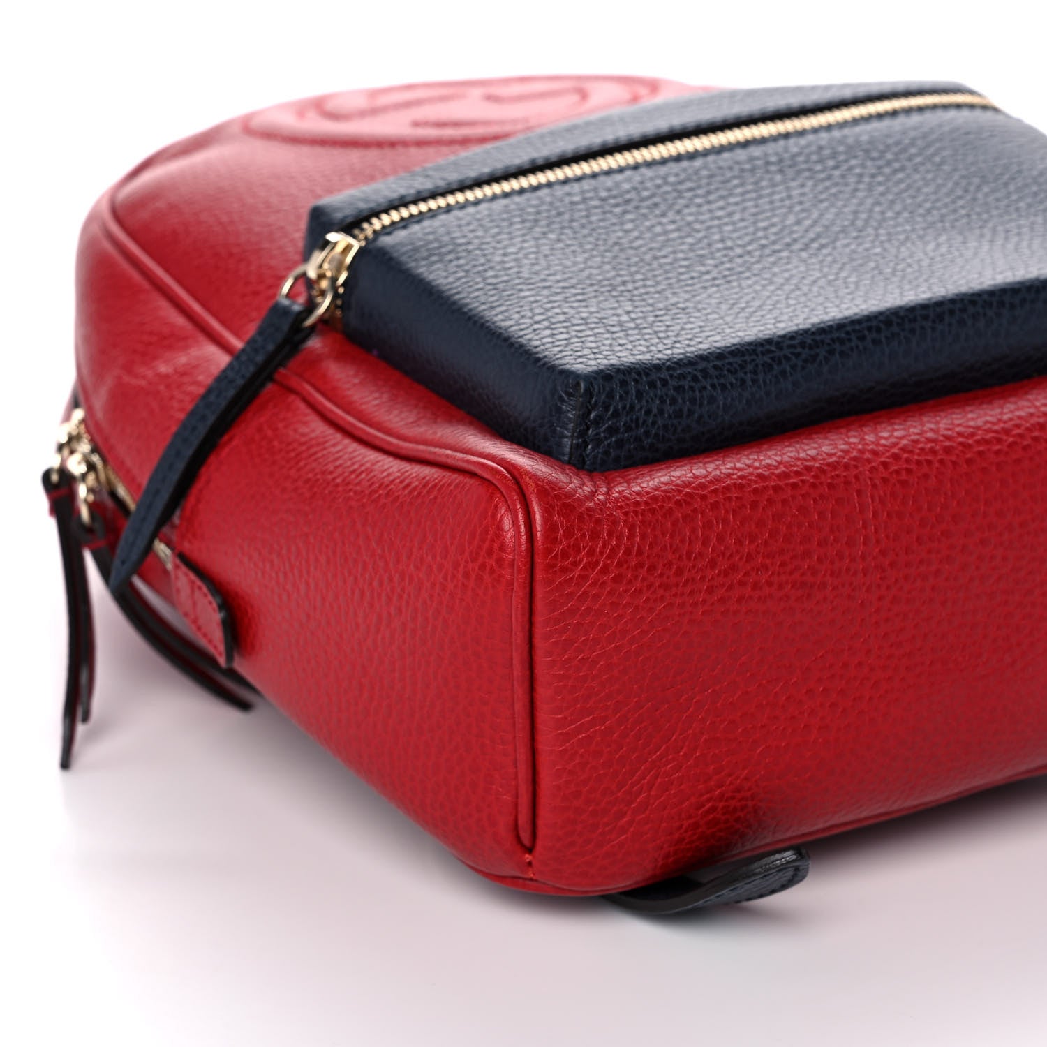 Gucci Pebbled Calfskin Bi-Color Soho Chain Backpack Red Navy 9 of 12