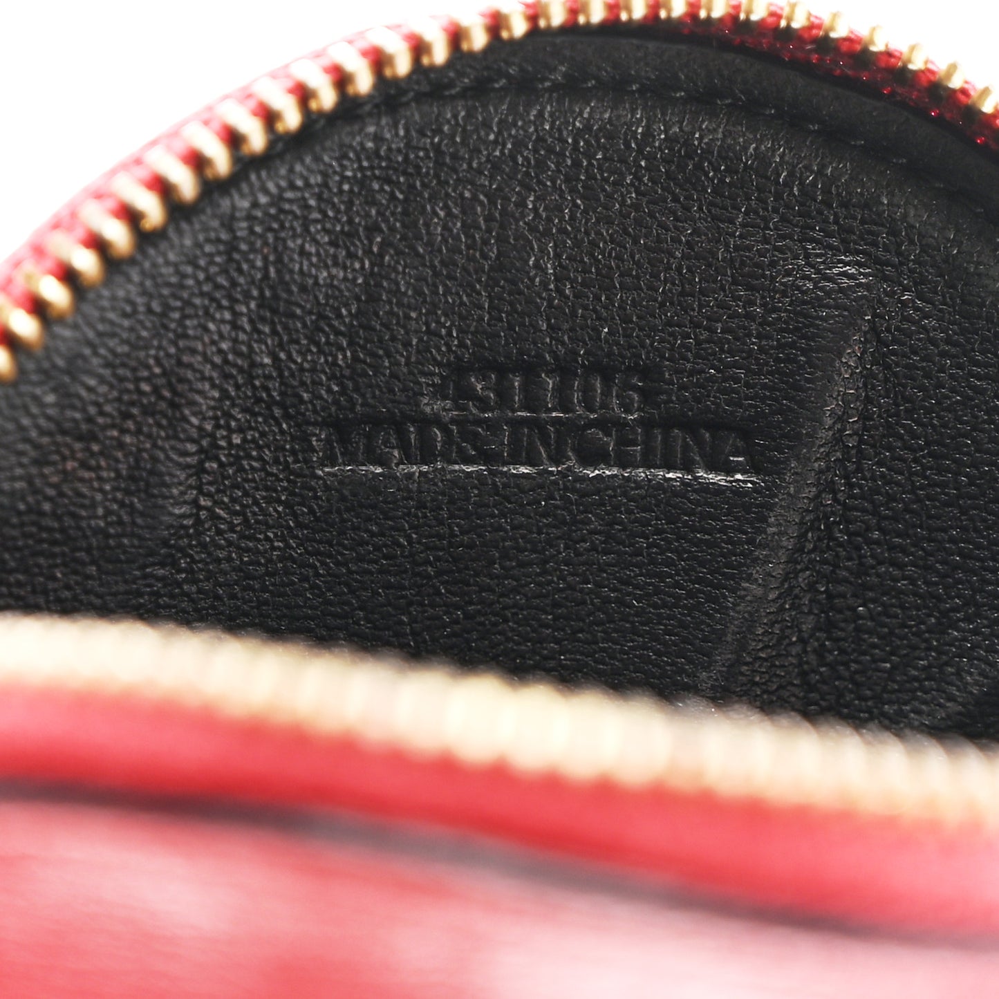 Calfskin Zip Coin Purse Red