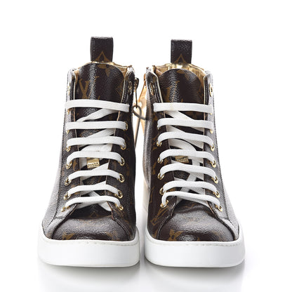 Louis Vuitton Patent Monogram Stellar Sneaker Boots 35.5 Gold 2 of 8