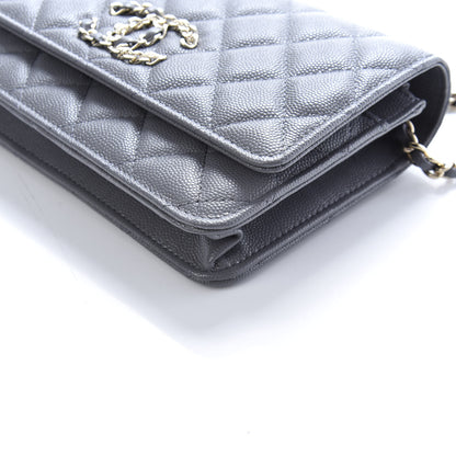 Chanel Caviar Quilted French New Wave Chain CC Wallet On Chain WOC Grey 8 of 8