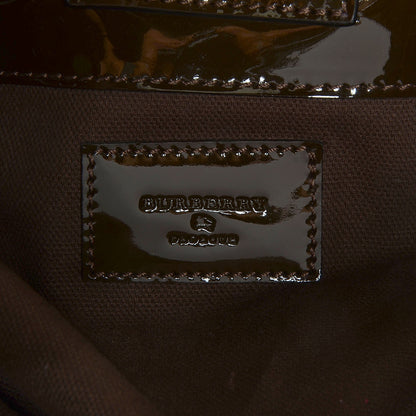 Burberry Patent House Check Margaret Bag Brown 7 of 10