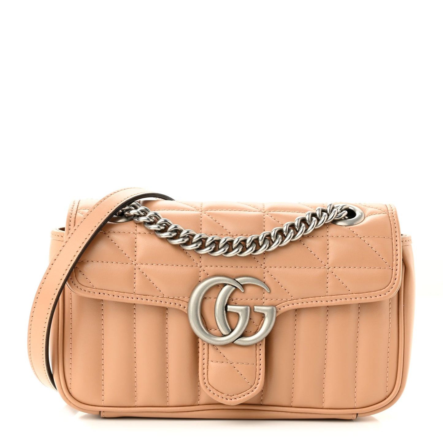 Calfskin Matelasse Aria Mini GG Marmont Shoulder Bag Camelia