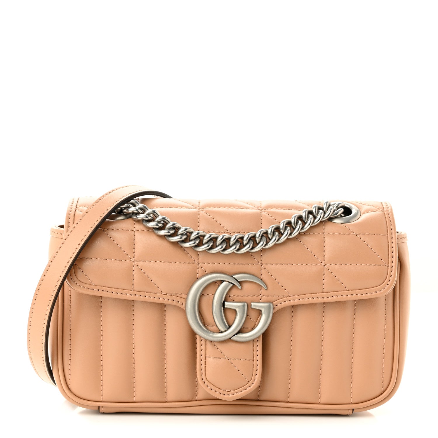Gucci Calfskin Matelasse Aria Mini GG Marmont Shoulder Bag Camelia 1 of 11