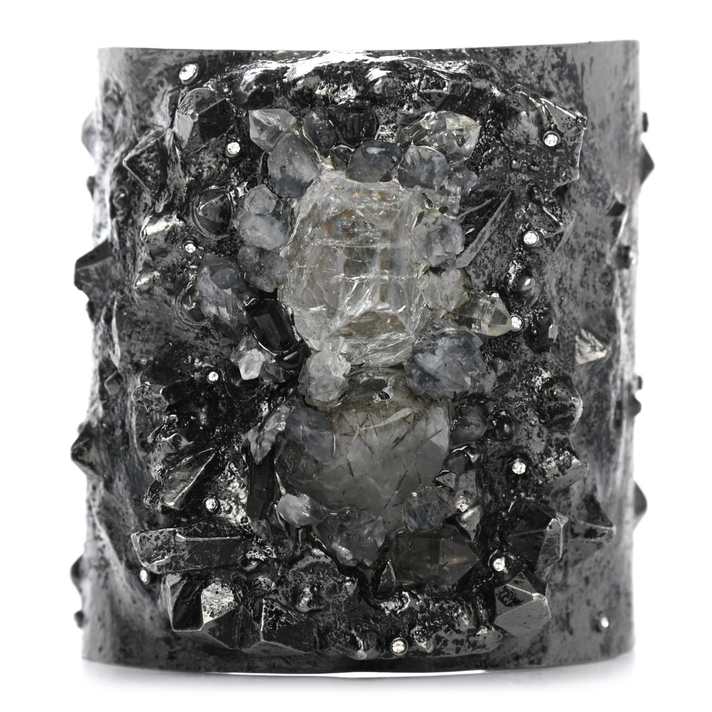 Crystal Stone Ruthenium Cuff Dark Grey