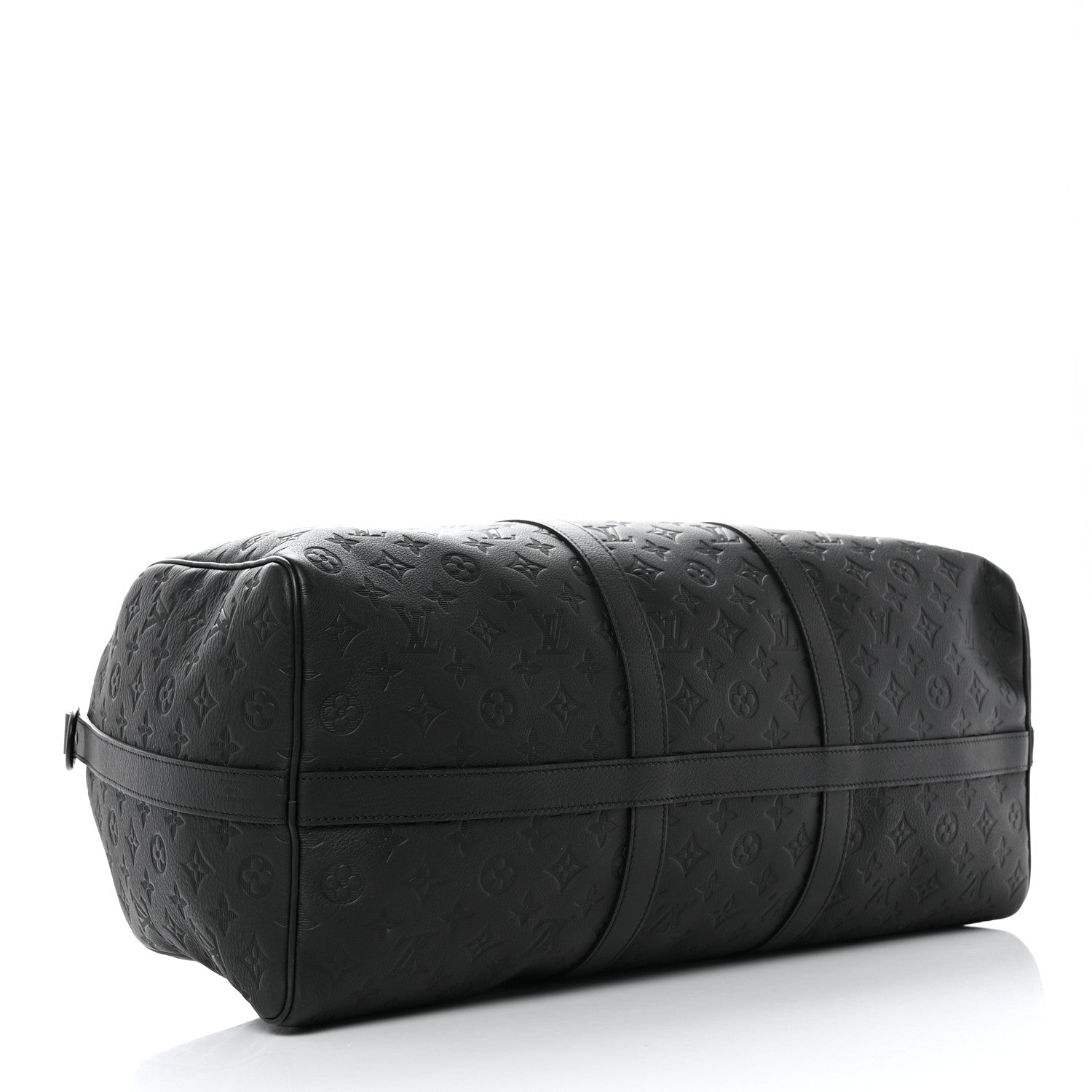 Louis Vuitton Calfskin Shadow Monogram Keepall Bandouliere 50 Black 3 of 9
