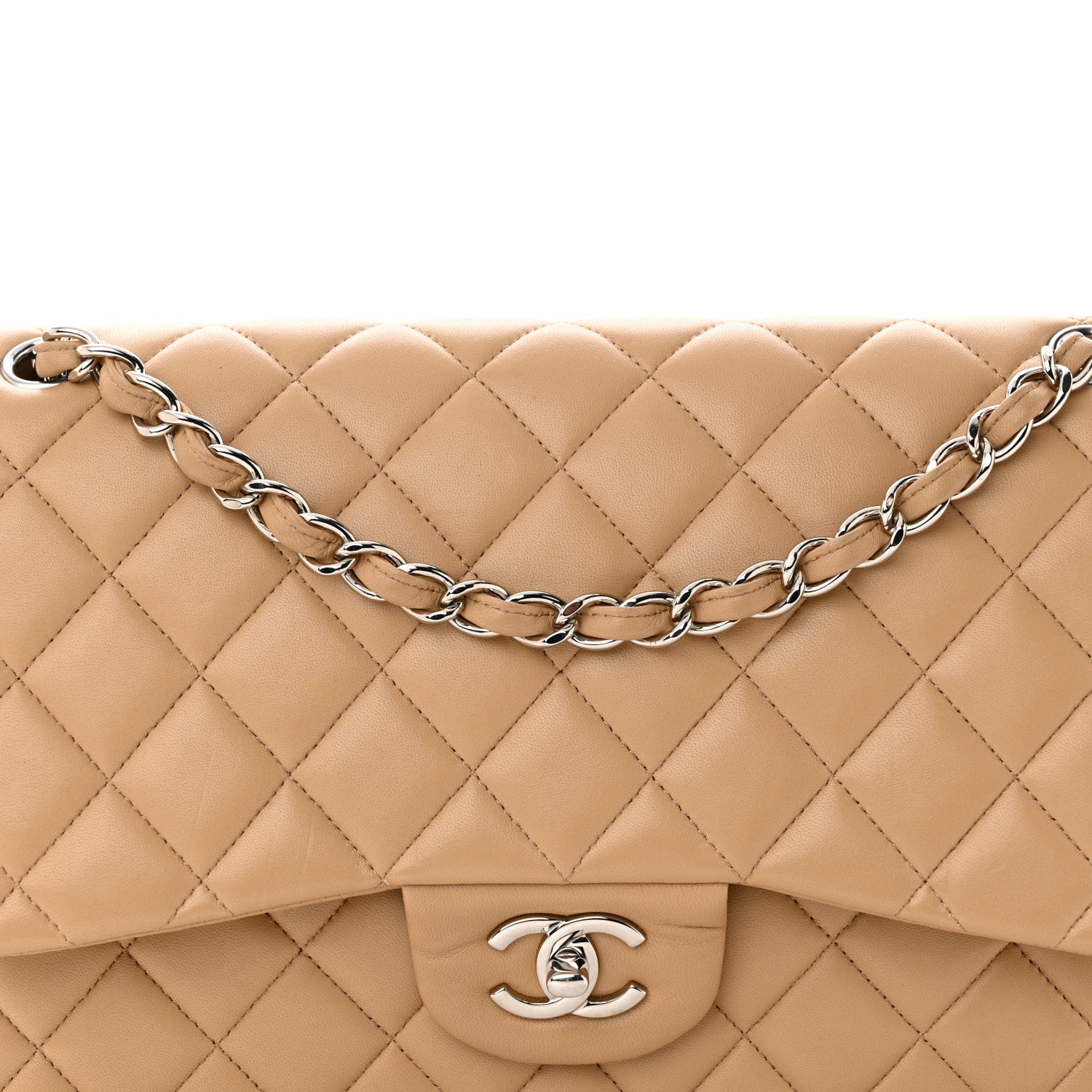 Chanel Lambskin Quilted Jumbo Double Flap Beige Clair 5 of 11