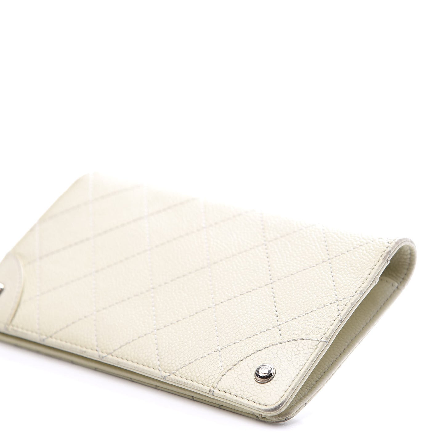 Caviar Stitched Yen Wallet White
