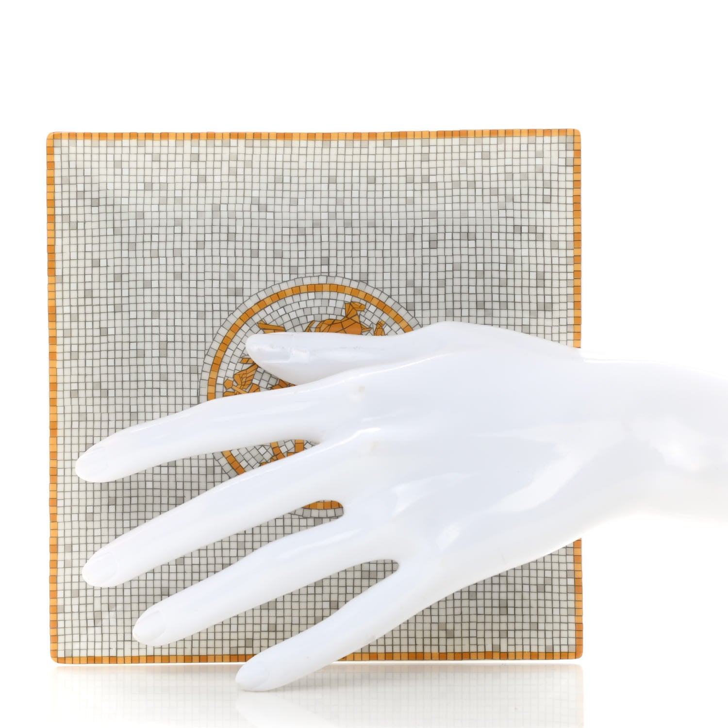 Hermes Porcelain Mosaique Au 24 Square Plate N°3 Gold 2 of 6