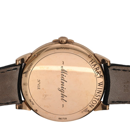 Harry Winston 18K Rose Gold Alligator Diamond Bezel 39mm Midnight Quartz Watch Champagne 4 of 5