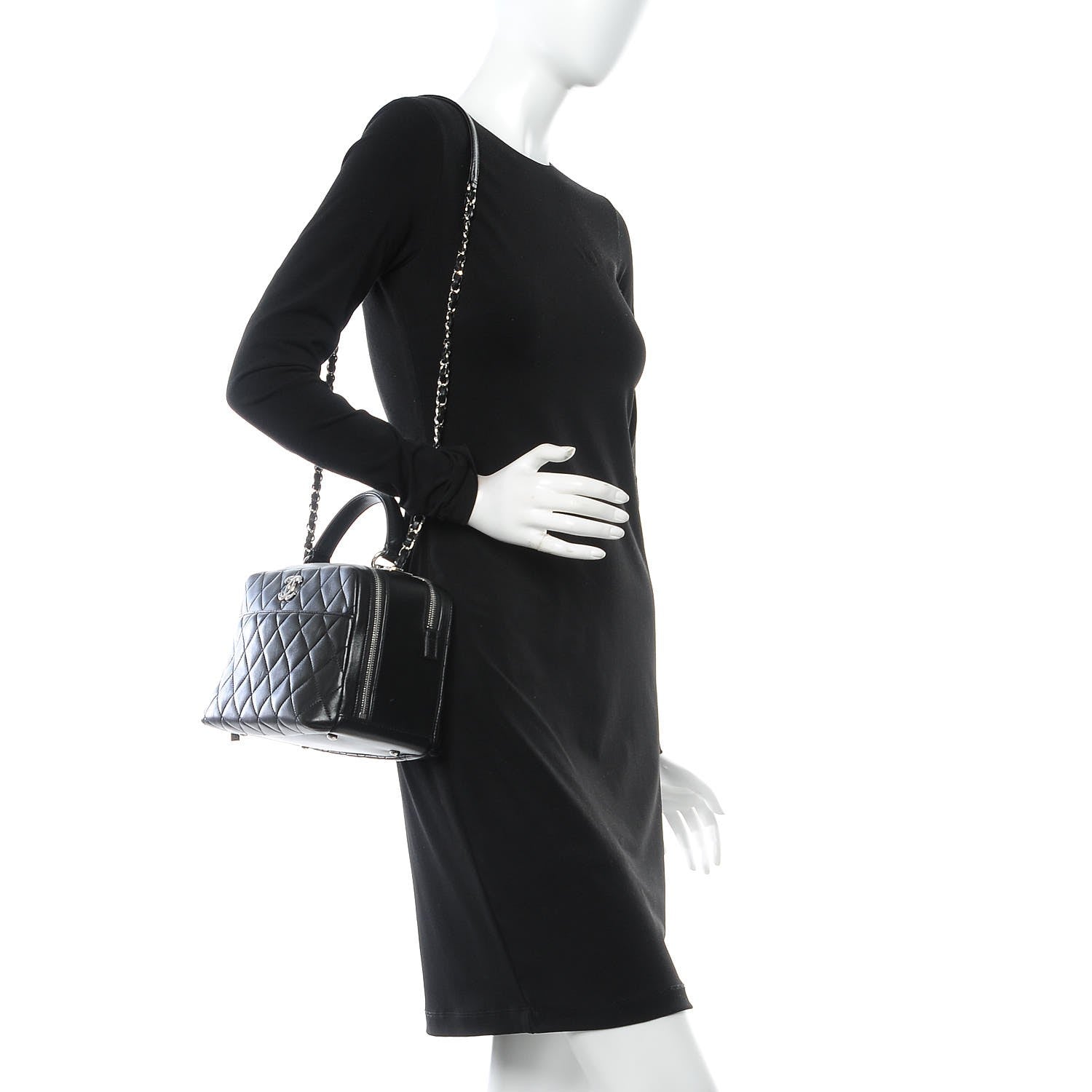 Chanel Lambskin Quilted Medium Trendy CC Bowling Bag Black 2 of 10