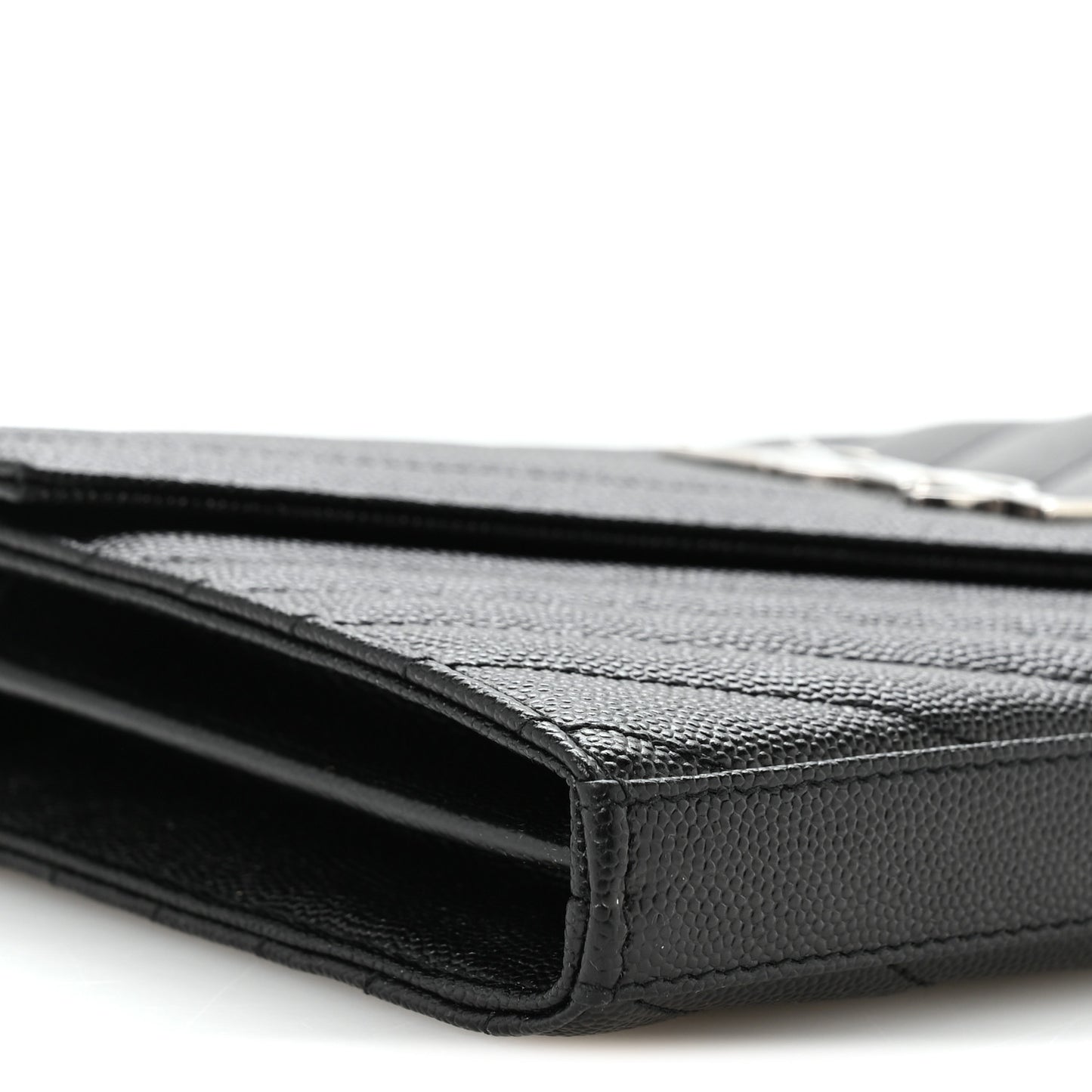 Grain De Poudre Matelasse Chevron Monogram Chain Wallet Black