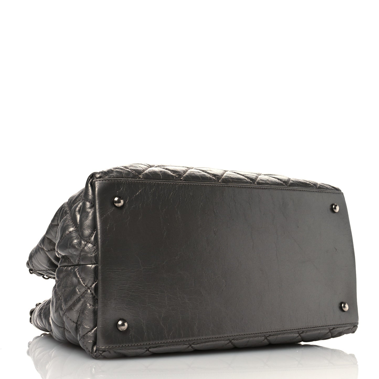 Metallic Calfskin Small Chain Me Tote Silver