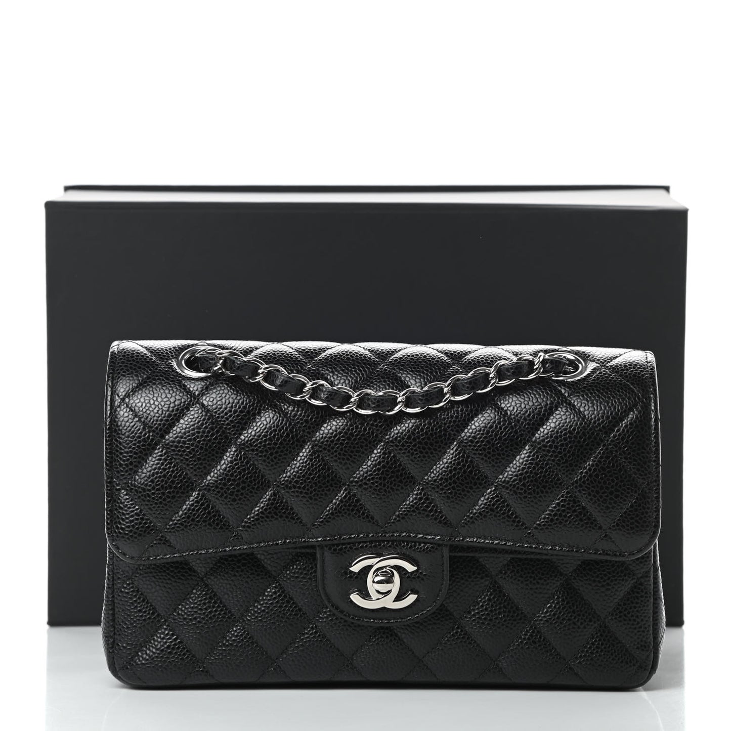 Caviar Quilted Small Double Flap Black
