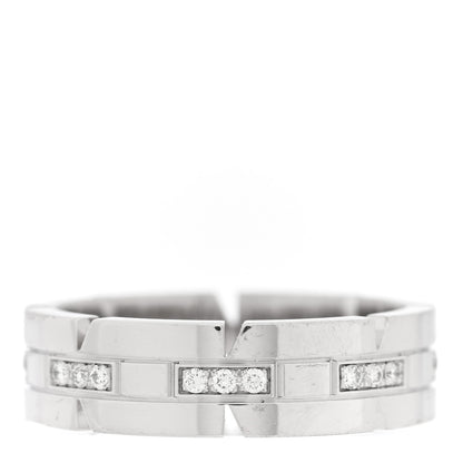 Cartier 18K White Gold Diamond Tank Francaise Band Ring 57 8 3 of 4