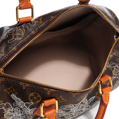 Louis Vuitton Monogram Dentelle Speedy 30 Silver 5 of 7