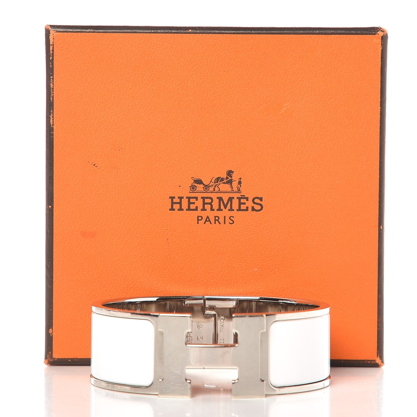 Enamel Wide Clic Clac H Bracelet PM White