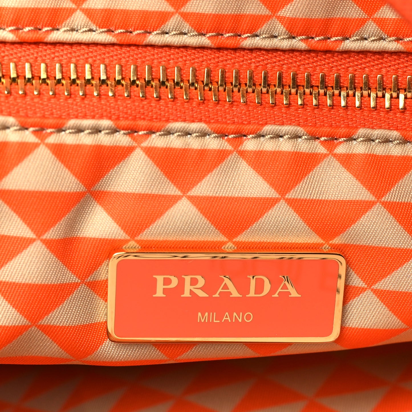 Re-Nylon Saffiano Triangolo Symbole Shopping Tote Orange
