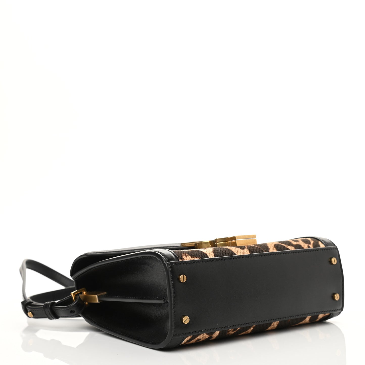 Canvas Leopard Print Mini Classic Monogram Cassandra Top Handle Black