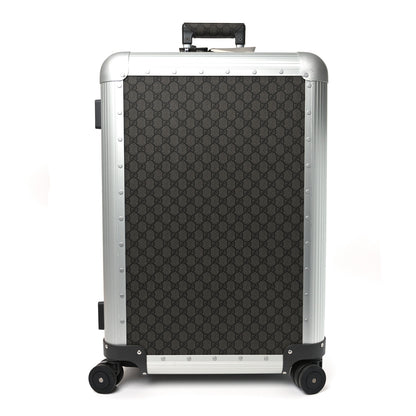 Gucci GG Supreme Monogram Aluminium Porter Medium Trolley Suitcase Silver Grey Black Graphite Grey 1 of 9