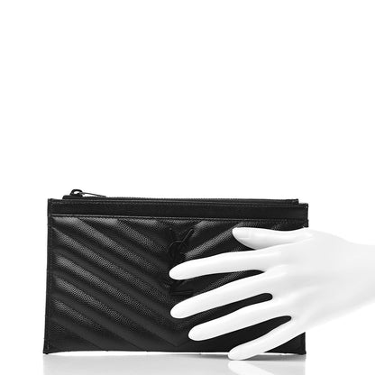Saint Laurent Grain De Poudre Chevron Monogram Bill Pouch Black 2 of 8