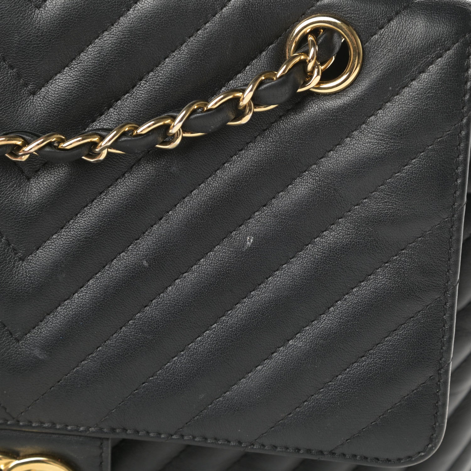 Chanel Calfskin Chevron Quilted Large Urban Spirit Backpack Black 12 of 14
