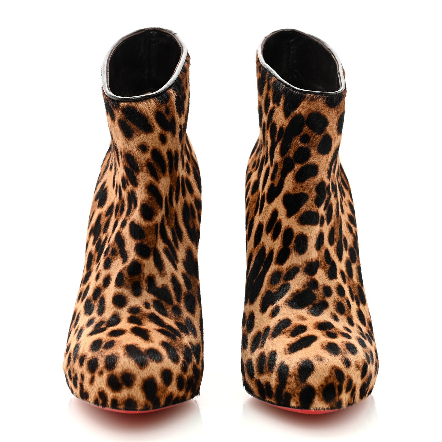 CHRISTIAN LOUBOUTIN Pony Hair Leopard Print Booty Ankle Boots 38.5