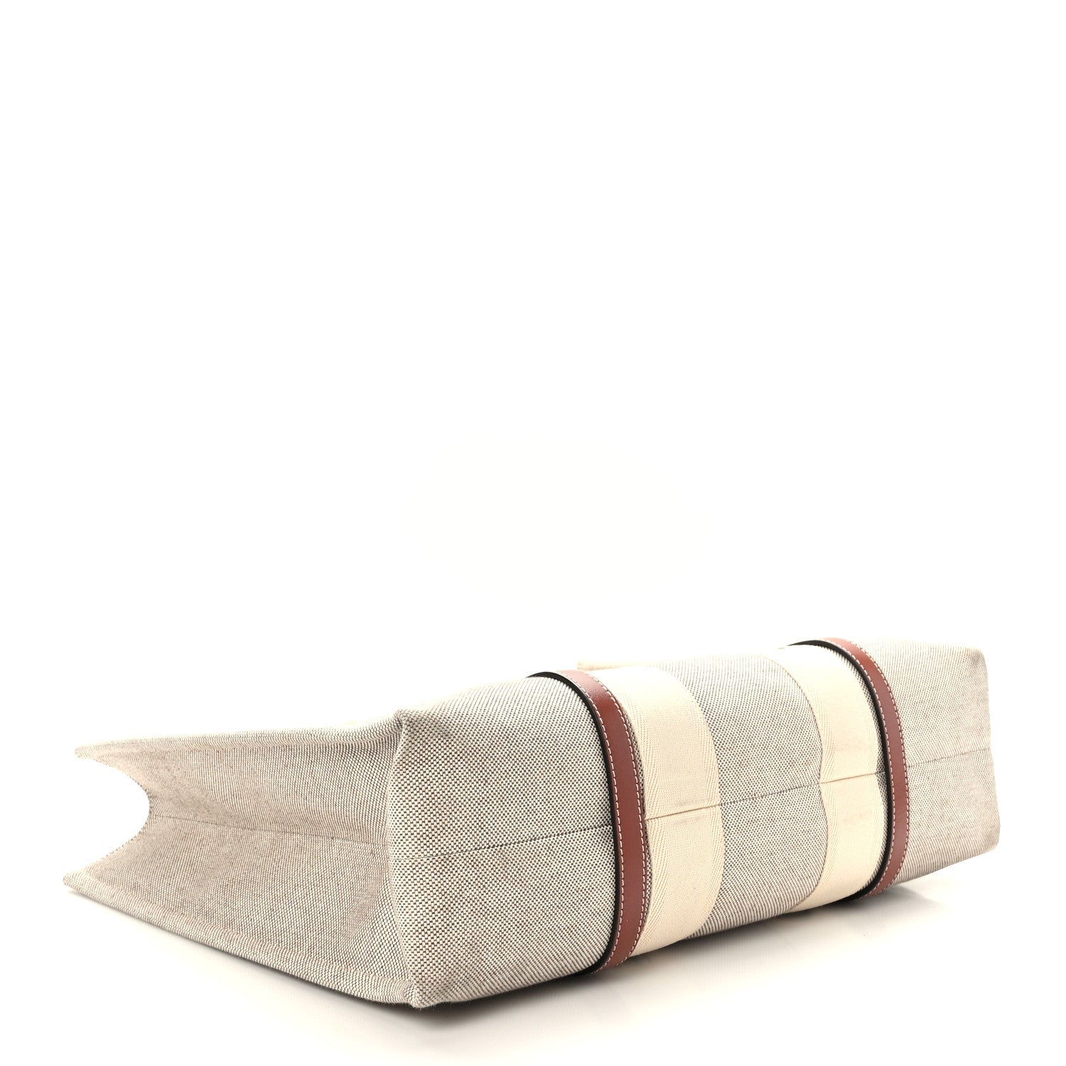 Chloe Cotton Calfskin Large Woody Ribbon Tote White Brown 4 of 9