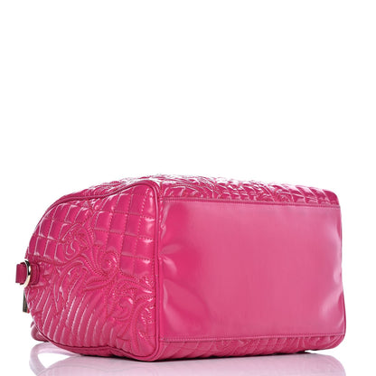Versace Patent Barocco Quilted Vanitas Bowling Bag Fuchsia 4 of 12