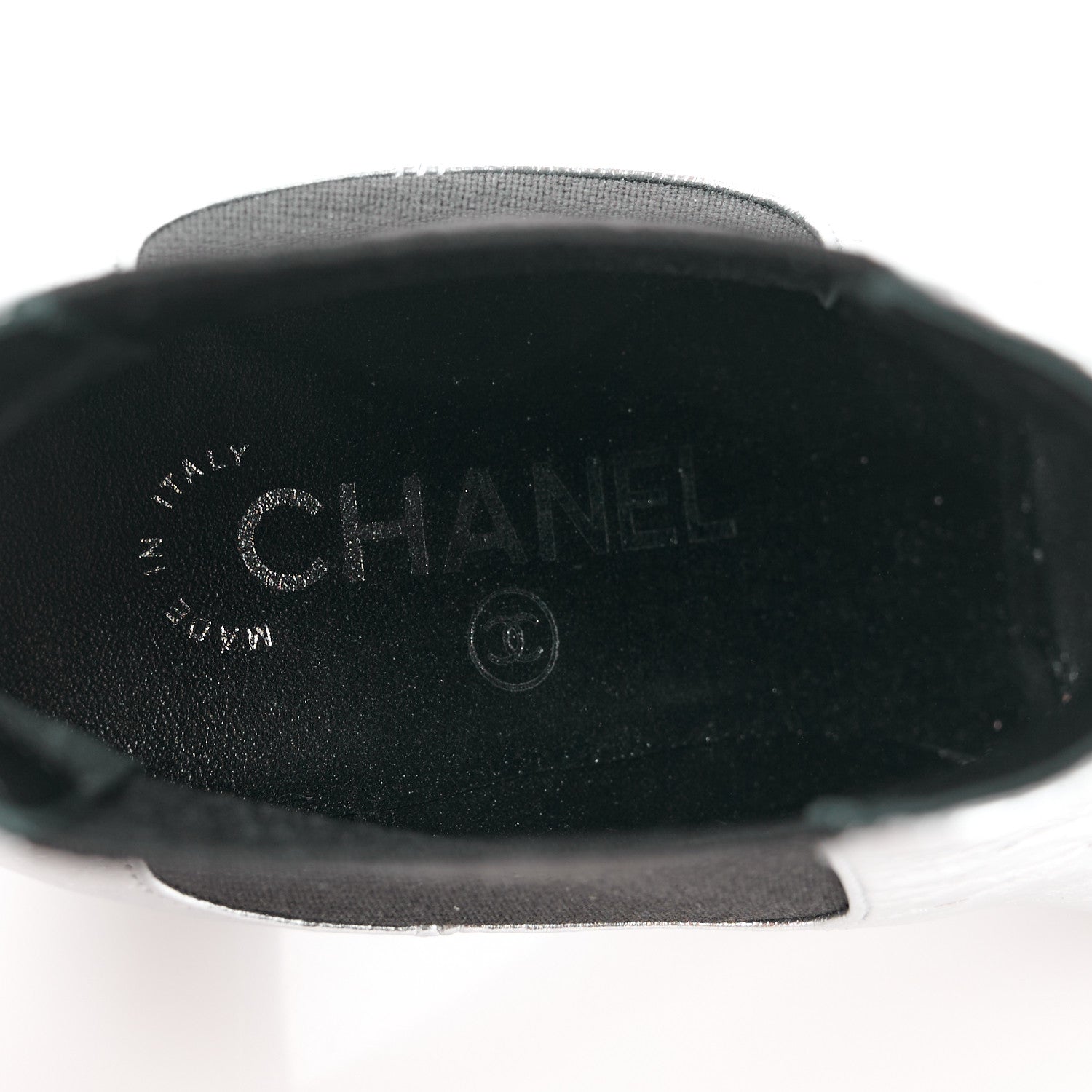 Chanel Laminated Goatskin Patent CC Cap Toe Short Boots 36 Silver 7 of 9
