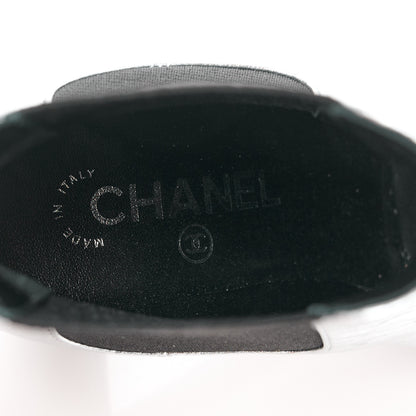Chanel Laminated Goatskin Patent CC Cap Toe Short Boots 36 Silver 7 of 9