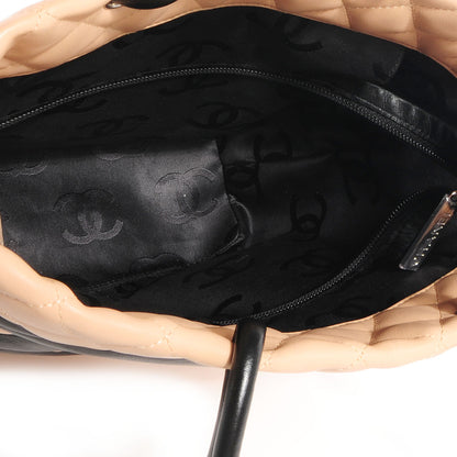 Chanel Calfskin Quilted Small Cambon Tote Beige Black 7 of 9