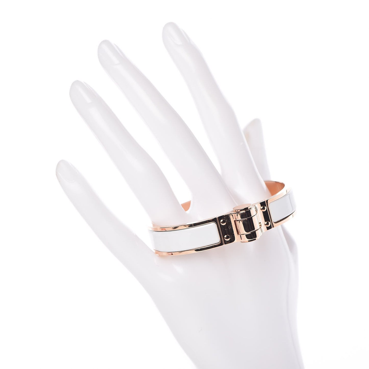 Enamel Charniere Uni Narrow Hinged Bracelet S White