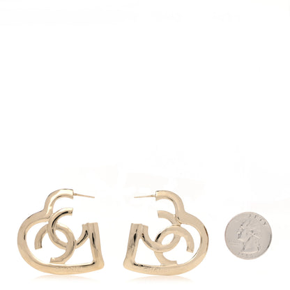 Chanel Metal CC Heart Coco In Love Hoop Earrings Gold 2 of 5