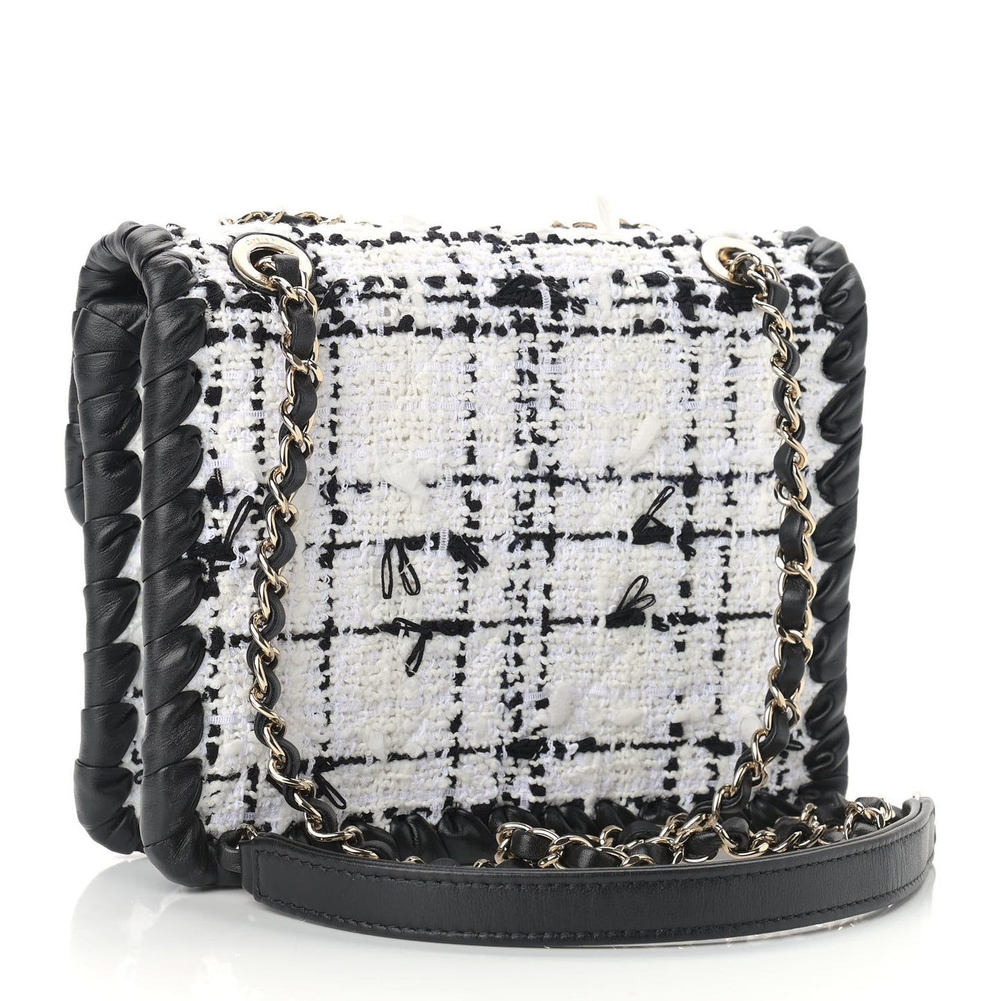 Tweed Braided Calfskin Mini My Own Frame Flap Grey Black
