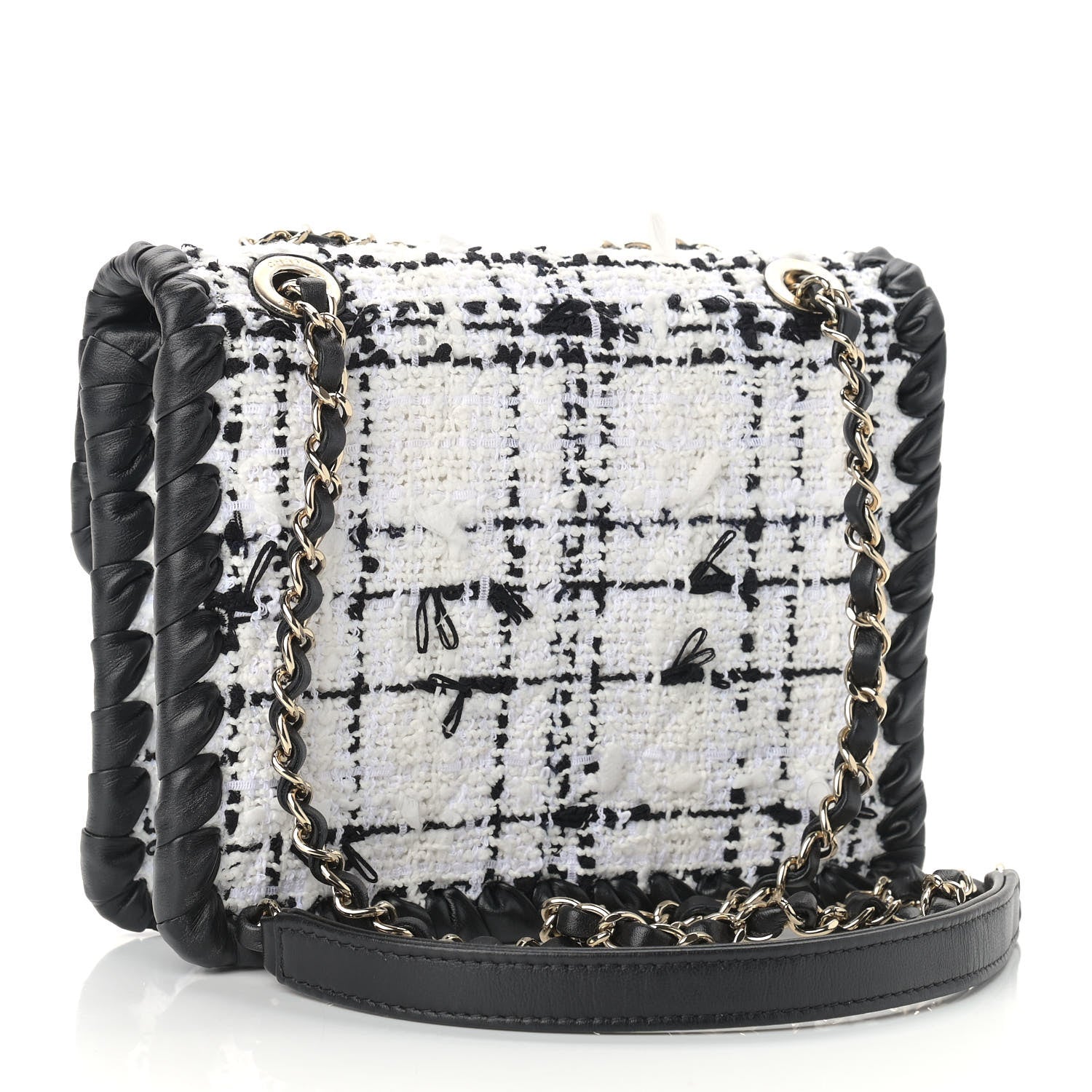 Chanel Tweed Braided Calfskin Mini My Own Frame Flap Grey Black 3 of 9