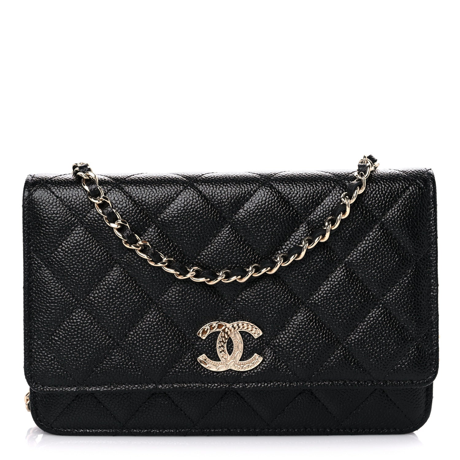 Chanel Caviar Quilted Chain CC Wallet On Chain WOC Black 1 of 14