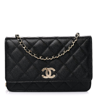 Chanel Caviar Quilted Chain CC Wallet On Chain WOC Black 1 of 14