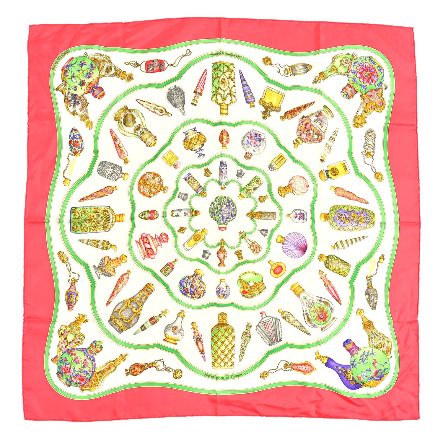 Hermes Silk Qu Importe Le Flacon Scarf 90 Pink Multicolor 1 of 3